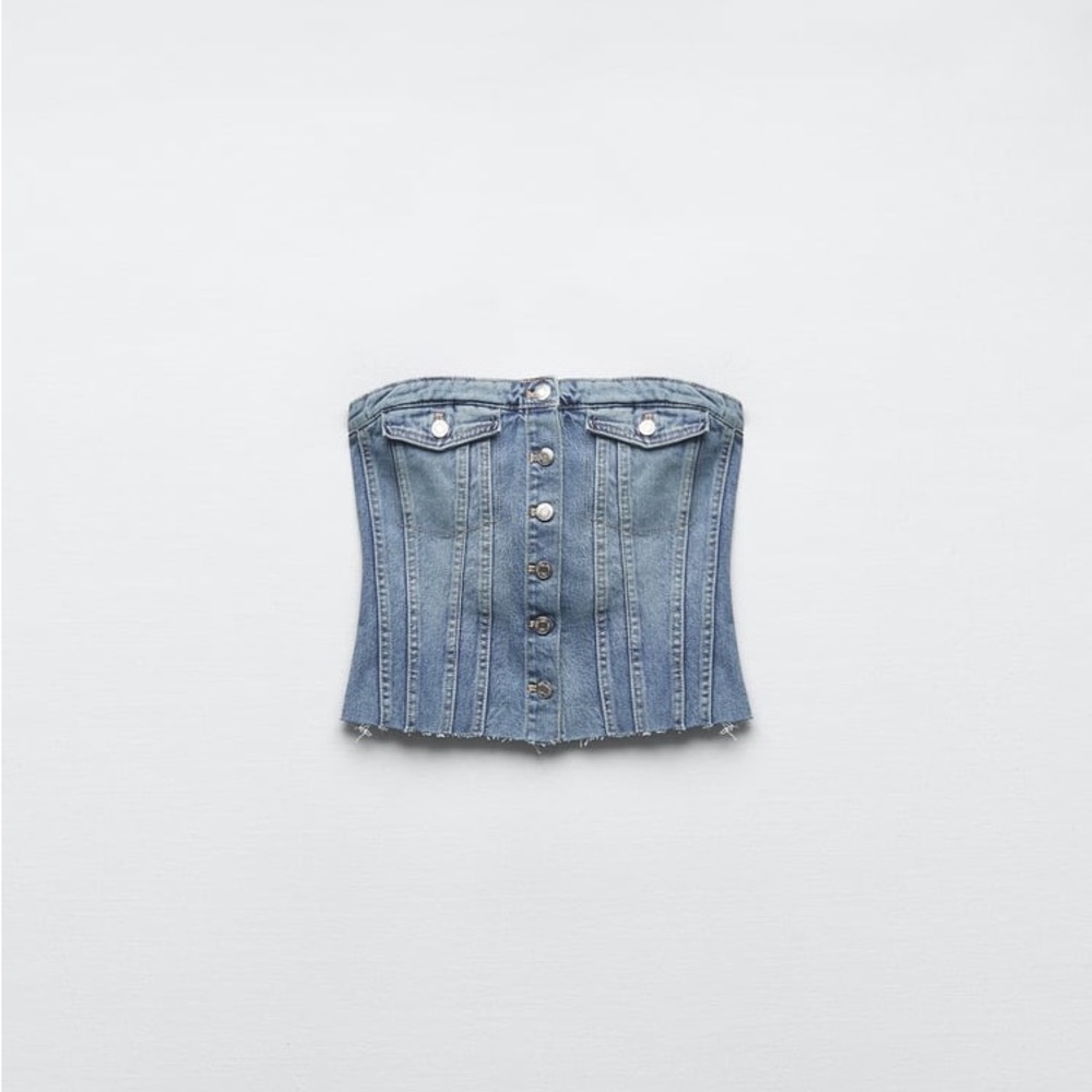 Zara corset style denim top M NWT